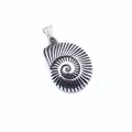 Punk vintage ammonite fossil pendant in stainless steel with oxidized spiral textures - Pendant Only (Without Chain)