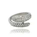 Macro detail of silver snake ring with pavé-set clear cubic zirconia crystals - US 7 / Silver With White Zircon