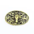 Vintage gouden riemgesp met longhorn-reliëf en boheemse turquoise decoratieve motieven - Gouden Longhorn Filigraan Stijl (BK108COPPER)