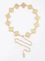 Elegante cintura a catena dorata con maglie quadrate e incisioni geometriche da donna - Stile Quadrato Intagliato Traforato / Oro