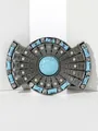 Bohemian silver belt buckle featuring turquoise stones and intricate geometric patterns - Bohemian Turquoise Style (BK015)