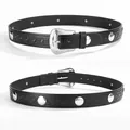 Western style black leather belt with embossed sunburst patterns and silver studs - 105cm / Black