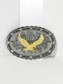 Ovale zilveren gesp met gouden adelaarsreliëf en vintage bloemen gravure - Vintage Gouden Arend Stijl (BK085COPPER)