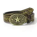 Western Punk Y2K Ledergürtel mit bronzener Sternschnalle und goldener Prägung - Klein / Stern-Stil