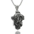 Punk style stainless steel eagle head cross pendant necklace with vintage silver finish - Eagle Cross Pendant / Pendant Only