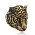 Bague tête de tigre punk vintage en acier rétro avec sculpture détaillée de totem - US 7 / Or