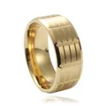 Mattierter goldener Edelstahlring mit industriellen rechteckigen Nut-Strukturen - US 6 / Gold