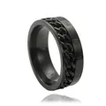 Anillo de acero de titanio negro mate con cadena giratoria y números romanos para hombre - US 6 / Negro