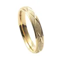 Minimalist gold titanium steel ring with matte finish and geometric X-shaped carvings - US Size 7 / Female Style / Gold