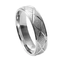 Retro titanium steel rhombus ring with frosted finish and cross-etched patterns - US Size 7 / Male Style / Steel