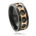 Rotatable stainless steel ring with Roman numerals in black and rose gold finish - US 6 / Black