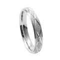 Titanium steel couple ring with frosted diamond patterns and polished inner surface - US Size 7 / Female Style / Steel
