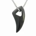 Collana con ciondolo a corno di bue punk gotico in acciaio nero con catena argento - Solo Pendente (Senza Catena) / Nero