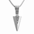 Detailed view of silver stainless steel spearhead pendant with box chain on white background - Pendant Only (No Chain) / Steel