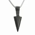 Macro detail of a black spearhead pendant with a silver stainless steel box chain - Pendant Only (No Chain) / Black