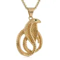 Collana con ciondolo cobra reale in acciaio inossidabile punk con scaglie e gemma nera - Oro (Occhi Neri)