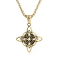 Vintage gold stainless steel Celtic cross pendant with black antique finish on box chain - Pendant Only (No Chain) / Antique Gold