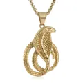 Dettaglio del ciondolo a forma di cobra dorato con catena box e texture delle squame - Oro (Senza Pietra nell'Occhio)