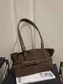 Grande borsa tote vintage marrone in pelle scamosciata con spalline regolabili - Caffè senza Ciondolo