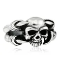 Vintage punk silver stainless steel skull ring with gothic claw details and mirror reflection - Size 7 / Silver-No Stone