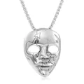 Punk style stainless steel mask pendant with fangs and box chain on white background - Pendant Only (No Chain) / Steel