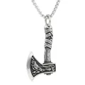 Retro stainless steel axe pendant necklace with wing engraving and round pearl chain - Pendant Only (No Chain) / Size 1 (24*43mm) / Steel