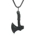 Detailed close-up of a vintage steel battle axe pendant with ornate engraved patterns - Pendant Only (No Chain) / Size 1 (24*43mm) / Electroplated Black