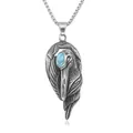 Vintage punk flamingo skull pendant with turquoise stone inlay on a steel box chain - Pendant Only (Without Chain)