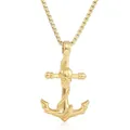 Macro view of gold punk skull and anchor pendant with polished stainless steel finish - Pendant Only (No Chain) / Gold