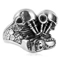 Vintage roestvrijstalen gothic schedel ring voor heren met gedetailleerde bottexturen - US 7 / Zilver