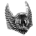Vintage eagle ring in stainless steel featuring detailed feathers and punk aesthetic - US 7 / Silver