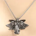 Gothic six-winged angel pendant in vintage silver finish with durable box chain necklace - Pendant Only (No Chain)