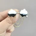 Set di spille a forma di nuvola con nappe a catena dorata e design minimalista - Stile Bianco e Nero (XZ92黑白色)
