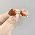 Set spilla a nuvola arancione con doppia catena dorata per accessori moda donna - Stile Caffè (XZ92咖色)