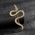Elegant gold snake brooch with textured scales displayed on a black background - Gold Style XZ66-001