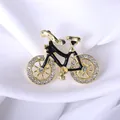 Eleganter Gold-Fahrrad-Anstecker mit schwarzem Emaille-Rahmen und funkelnden Strasssteinen - Schwarz