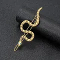 Pasador de pelo de serpiente dorado vintage con textura de escamas y ojos de strass - Clip de Serpiente Strass Azul Dorado Brillante
