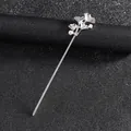 Elegant silver ginkgo leaf hair pin with white pearls for traditional Hanfu styling - Silver