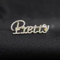Sparkling crystal 'Pretty' letter brooch with gold plating and drop-shaped rhinestone - Golden Pretty Style