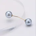 Spilla elegante per la vita con perle grigie e barra di metallo dorata curva - Perle di Uguale Dimensione-Grigio