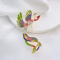 Elegante broche de fénix con alas de esmalte de colores y brillantes de imitación - Fénix Multicolor Estilo 3