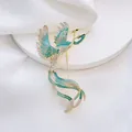 Exquisito broche de fénix chapado en oro con esmalte colorido y brillantes de cristal - Fénix Azul Estilo 1