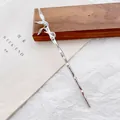 Elegant bamboo-shaped silver alloy hair stick with leaf details on aesthetic background - Silver