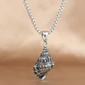 Collier avec pendentif conque en acier inoxydable style punk rétro en argent vieilli - Pendentif Uniquement (Sans Chaîne) / Acier