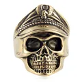 Retro-Punk-Edelstahl-Totenkopfring mit Militärmütze und Adler-Emblem für Herren - US Größe 7 / Gold