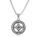 Retro stainless steel Celtic knot pendant necklace with vintage matte silver finish - Pendant Only (No Chain) / Silver