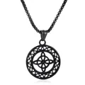 Black stainless steel Celtic knot pendant necklace with vintage hollow round design - Pendant Only (No Chain) / Black