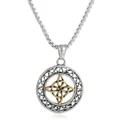 Celtic witchcraft knot necklace with silver braided round pendant and gold center knot - Pendant Only (No Chain) / Two-tone (Gold & Silver)