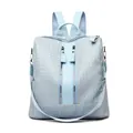 Hellblauer Damen Rucksack aus geflochtenem PU-Leder mit Reißverschlüssen und Trageriemen - Blau