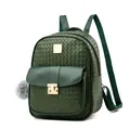 Dunkelgrüner minimalistischer PU-Lederrucksack mit Webstruktur und Goldmetallschnalle - Grün